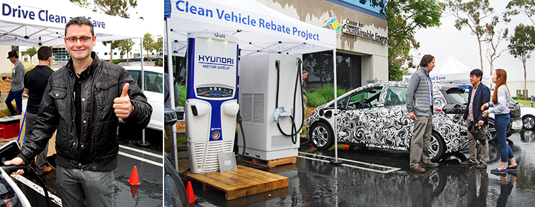 Photos of electric vehicle charging test symposium