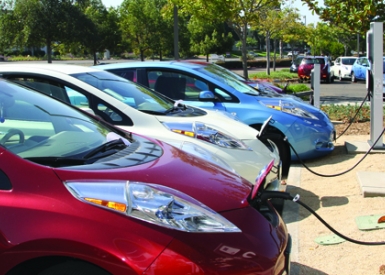 Electric vehicles at charging station