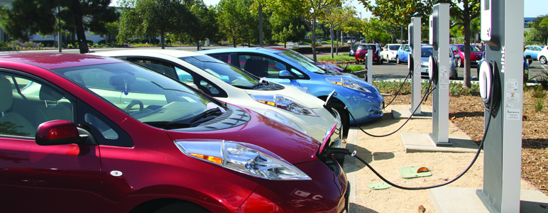 Electric vehicles at charging station