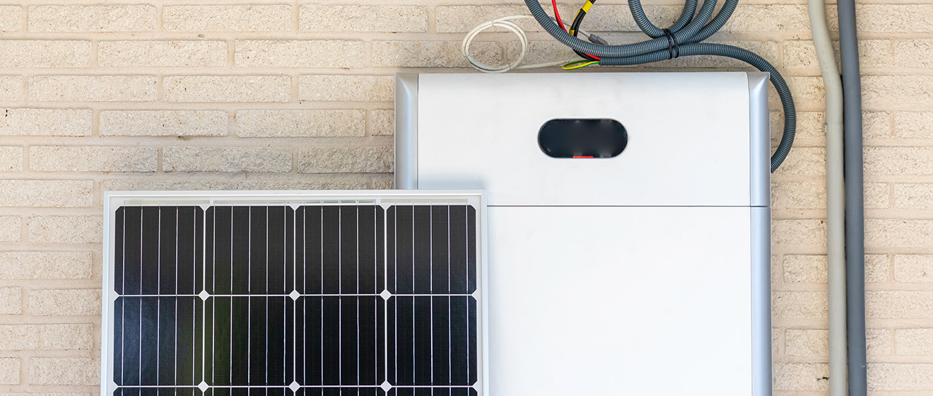 image of solar panel and energy storage