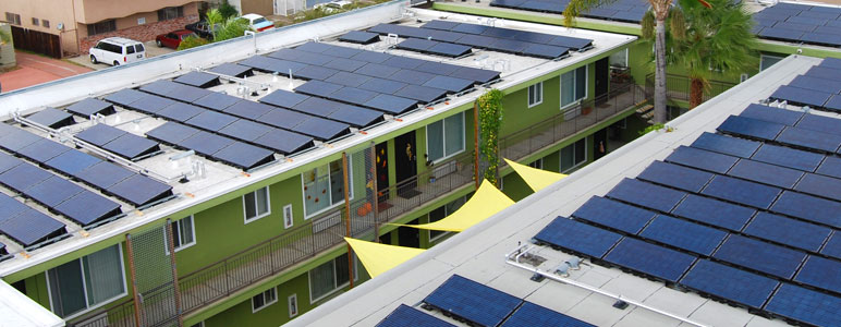 Solar panels on low-income multifamily housing