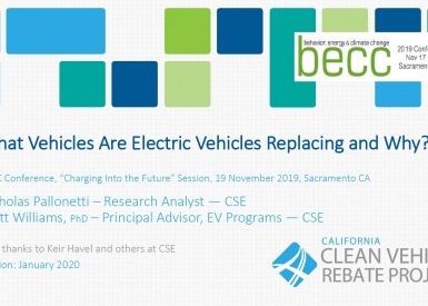 Title slide of the presentation “What Vehicles Are Electric Vehicles Replacing and Why?”