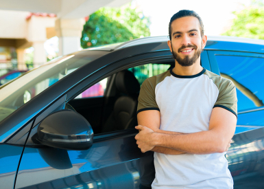 Image of rideshare driver and car
