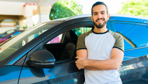 Image of rideshare driver and car